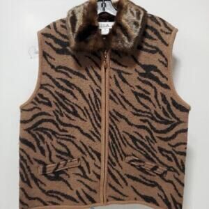Lisa International XL Vintage Wool Vest Animal Print